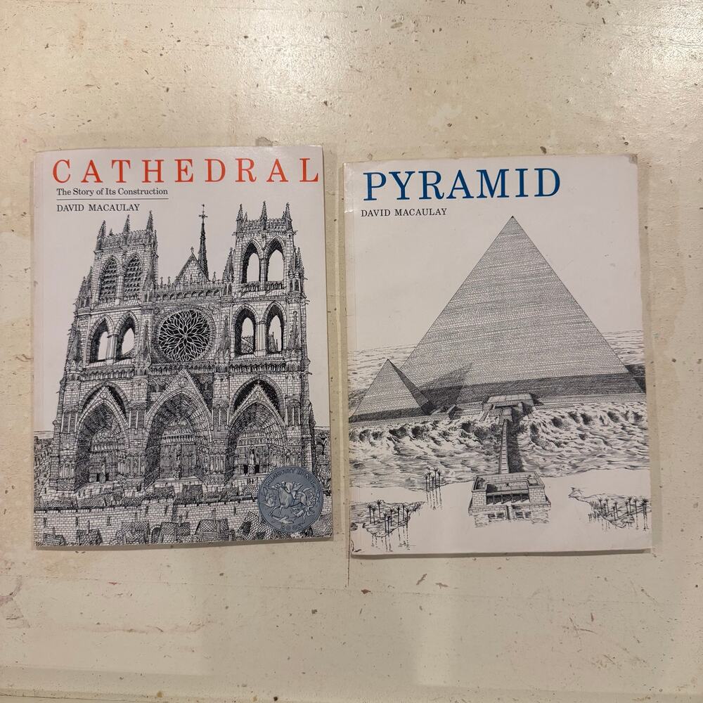 Lot of 2 Books Cathedral + Pyramid by David Macaulay Paperback History Reference